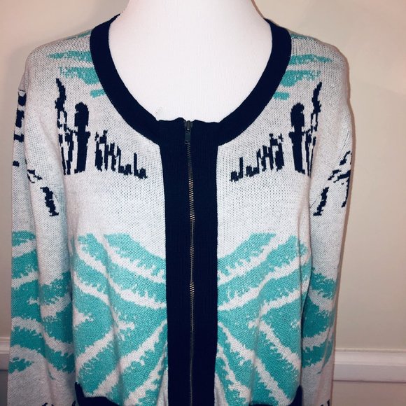 Anthropologie Konrad Joseph Zip Front Primitive Print Cardigan Size XL Print - Picture 3 of 11
